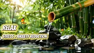 Bamboo Waterfall & Soft Birdsong | Deep Sleeping Sound with Gentle Piano