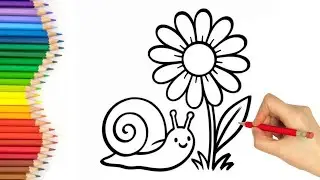 CUTE 🐌 SNAIL & FLOWER 🌺🌻🌹🌷 DRAWING FOR BEGINNERS LEARN HOW TO DRAW A SNAIL EASY SNAIL & FLOWER DRAW