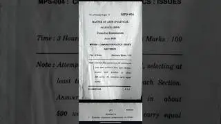 IGNOU 2025 MPS 004 QUESTION PAPER// MA political science//