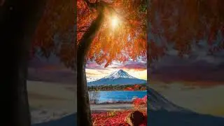 Autumn snow mountain leaf of mount Animated
