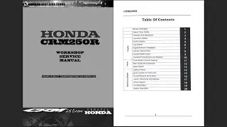 Honda CRM 250 AR 1989-1999 Service Workshop Repair Manual Download PDF