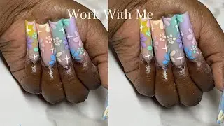 Pastel Ombr&eacute; Spring Nails🌈| real-time acrylic application ￼+ flower nail art!✨