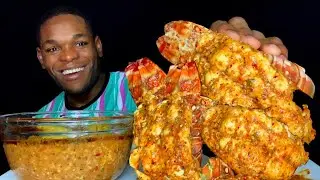 SPICY LOBSTER TAILS SEAFOOD BOIL MUKBANG | JUICY LOBSTER TAILS + CHIMICHURRI BUTTER SAUCE