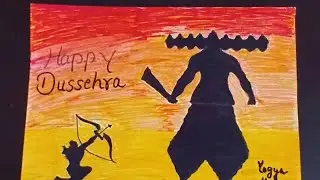 How to draw a easy n Simple dussehra drawing with colour