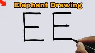 How to draw Elephant from Letter E | Elephant Drawing Easy | Animals Drawing | Cute Elephant drawing
