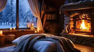 Rustic Comfort: A Snug Bedroom with a Crackling Fire