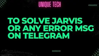To Solve Your Doubts Message Me on Telegram | Unique Tech
