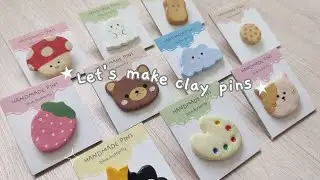 How i make clay pins 🍓☁️🍪 using air dry clay , no bake  DIY