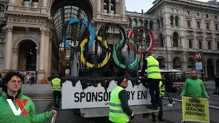 Greenpeace Stages Protest In Milan As Olympic Torch Arrives In The City | VERTEX