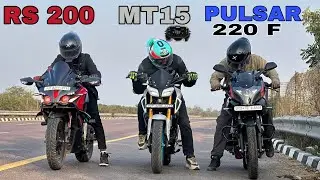 2026 Bajaj pulsar 220F vs 2026 MT15 v3 vs Bajaj Pulsar RS200 || trio Battle || Unexpected Results 