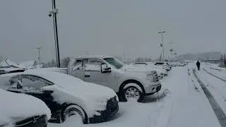 Driving in a SnowStorm.Canada life, Quebec, Montreal Winter