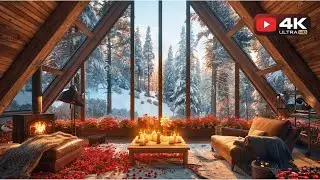 Romantic Acoustic Guitar for Valentine's Day 🌹 Cozy Winter Fireplace & Red Roses