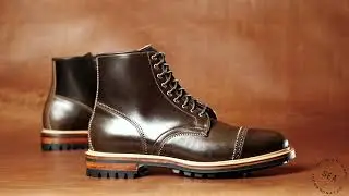 Viberg x Division Road Dark Cognac Shell Cordovan Shelby Sharp Brogue Boot 2030 Commando