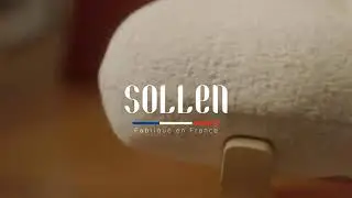 Pouf design en bois massif et tissu recycl&eacute; Nuage - Sollen