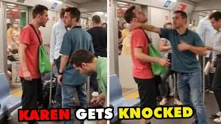 Racist Karen Gets KNOCKED OUT COLD! Instant Karma!