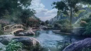 Japanese Hot Springs ♨️ | 1 Hour of Relaxing Onsen Water Sounds for Sleep, Meditation & Calm