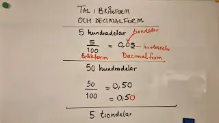 Tal i bråkform och decimalform. ÅK 7, 8, 9