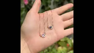 Crescent Moon Necklace Earrings Jewelry Set, 925 Sterling Silver Purple Blue Stone Diamond Moon Pend