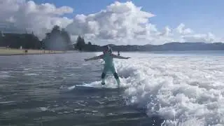 Maya 8 years old Surfing New Zealand