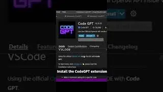 CodeGPT in VSCode: Installation | ChatGPT | OpenAI | #shorts