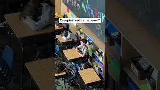 The Weapons red carpet had children at school desks. #weaponsmovie #scary #movie #redcarpet #ign