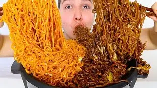 VOLCANO CHEESY FIRE NOODLES WITH SPICY BLACK BEAN NOODLES (Completed)&bull; Mukbang & Recipe
