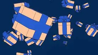 [1 hour]Toon Beige Gift Boxes with Blue Ribbon - Background/Screensaver[4K][No Sound]