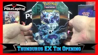Pokemon Cards Thundurus EX Tin Opening