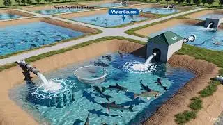 Fish hatchery with fish ponds.