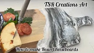 HOW TO MAKE RESIN MARBLE INSPIRED CHEESEBOARDS. #resinart, #fluidart, #cheeseboard,