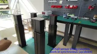 Electric telescopic lifting column actuators work in sync