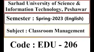 Sarhad University Solved Paper in English | Classroom Management | Code : EDU-206 | Spring -2023