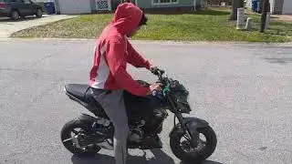 Z125 1st Wheelie Attempts G2 Quick Throttle PLUG WALK | Rich the Kid