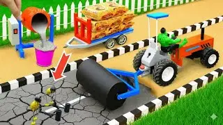 DIY Mini Tractor Road Destroyed by Thieves! Builds Concrete Road & Road Roller | Village Innovation