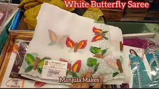 Christmas New White, Plain, Designer Sarees | White Butterfly Sarees | Sri Veeras Creations 
