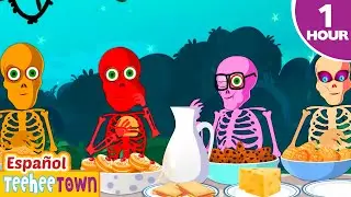 [4K] Fiesta de Cena de Esqueletos Espeluznante 🍽️💀| Canciones de Halloween | Pueblo Teehee