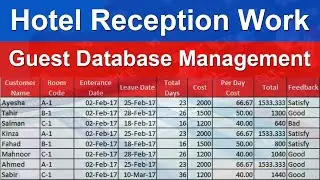 Hotel Check-in Data Entry with Excel | Hotel Reception Work in Excel | Advanced Excel #exceltutoring