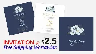 Blue floral digital invitation completely customisable