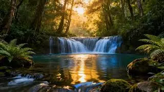 Golden Hour Forest River | 1 HR Pure Nature Sounds 4K