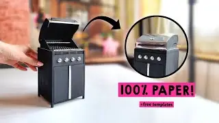 Miniature BARBECUE GRILL for Barbie Dolls | How to Make a Dollhouse BBQ Grill with just PAPER!