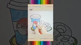 how to draw dunkin donuts coffee cup|coffee cup donut drawing with colour|easy drawing for kids|