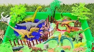 Unboxing Dinosaur toys collection, ASMR review video T-rex triceratop stegosaur spinosaur satisfying