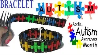 AUTISM AWARENESS MONTH. How to make autism bracelet with rubber bands and beads without a loom.