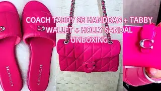 Coach Tabby Shoulder Bag 26 Dragonfruit | Coach Tabby Wallet | Coach Holly Sandal Unboxing