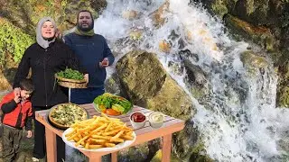 يوم ريفي❤️تحضير أكلات نباتية صحية اقتصادية ☘️على نار الحطب في جبال لبنان🇱🇧