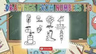 How to draw pictures from numbers 1-9/ Easy Drawings From Numbers/Things from numbers/ Art Video 