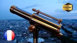 A view from the top of the Eiffel Tower at night, Paris, France