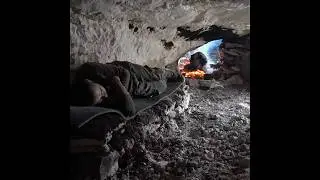 Carving cave with fire  #bushcraft #diy #winter #camping #bushcraft #survival #primitive