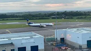 RYANAIR  737 800 TAKE OFF AT A SUNSET IN CORK AIRPORT