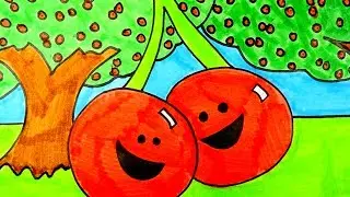 How To Draw Cartoon Cherries | Easy, Step By Step Cherry Drawing For Kids